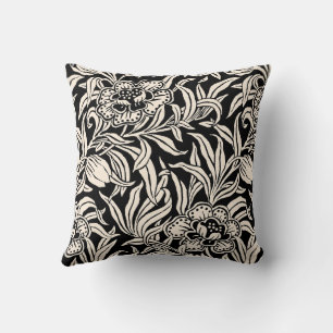 Jugendstil Vintage Floral Botanischer Holzblock Kissen