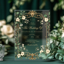 Jugendstil Vintage Floral Grün und Gold Hochzeit