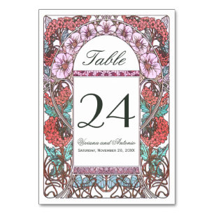 Jugendstil-Vintage Hochzeiten Tischnummern