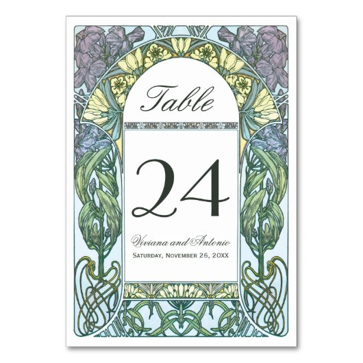 Jugendstil-Vintage Hochzeiten Tischnummern (Vorderseite)
