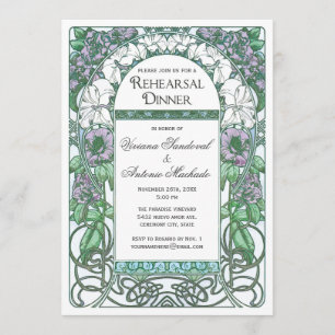 Jugendstil-Vintage-Hochzeitsprobe-Einladungen Einladung