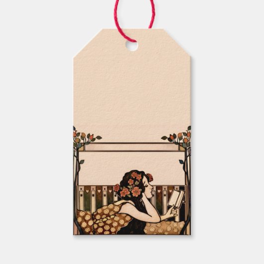 Jugendstil Vintage-Leser Geschenkanhänger (Vorderseite)