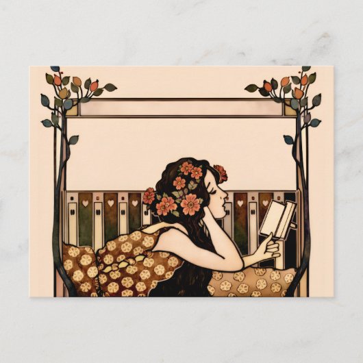 Jugendstil Vintage-Leser Postkarte (Vorderseite)