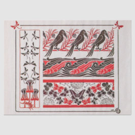 Jugendstil-Vintage Vögel von Maurice Verneuil Seidenpapier