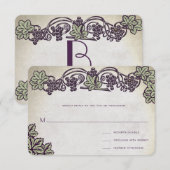 Jugendstil Vintage Weinberge Hochzeit RSVP Karte (Vorne/Hinten)