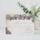 Jugendstil Vintage Weinberge Hochzeit RSVP Karte (Stehend Vorderseite)