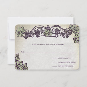 Jugendstil Vintage Weinberge Hochzeit RSVP Karte