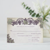 Jugendstil Vintage Weinberge Hochzeit RSVP Karte (Stehend Vorderseite)