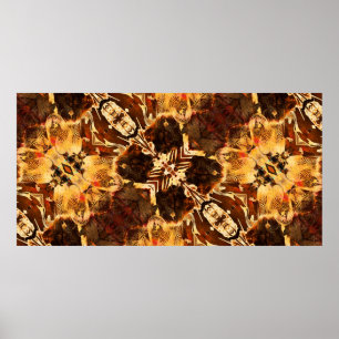 Jugendstil-Vintages, goldfarbenes und braunes pa Poster