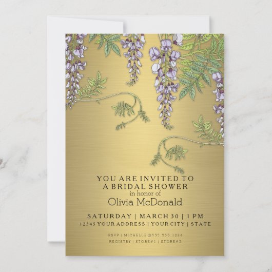 Jugendstil-Vintages Wisteria Frische Pasta machen Einladung (Vorderseite)