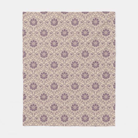 Jugendstil Violette Blumige Handgezeichnete Vintag Fleecedecke (Vorderseite)