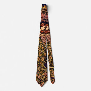 Jugendstil-Violinistin in Blüten – Vintage Floral Krawatte