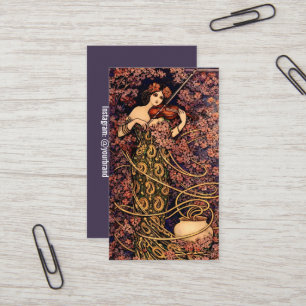 Jugendstil-Violinistin in Blüten – Vintage Floral Visitenkarte