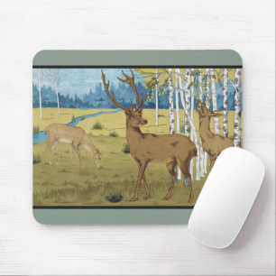 Jugendstil-Wald mit Hirschen Maurice Verneuil Kuns Mousepad