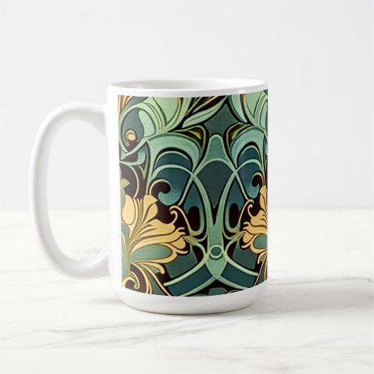 Jugendstil-Wallpaper Classic Tasse, 15 oz Kaffeetasse (Links)