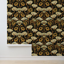 Jugendstil-Wallpaper - Gold Floral - Beige