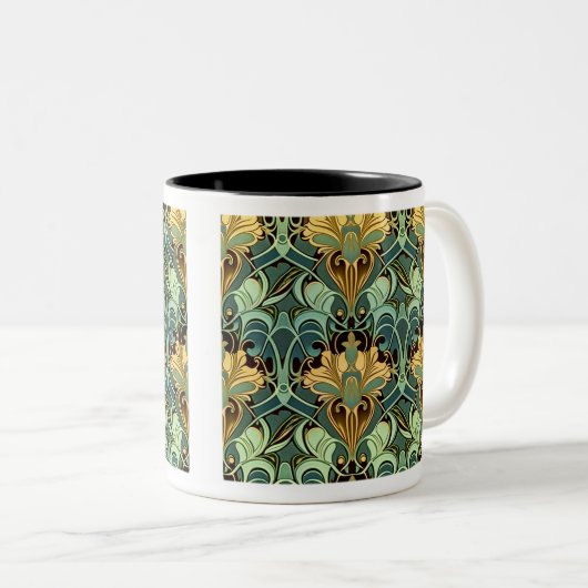 Jugendstil-Wallpaper Zwei-Tone-Tasse, 11 oz Zweifarbige Tasse (VorderseiteRechts)