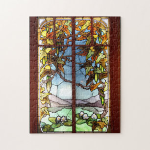Jugendstil-Wasserlilie-Blume Festes Glaspuzzle Puzzle