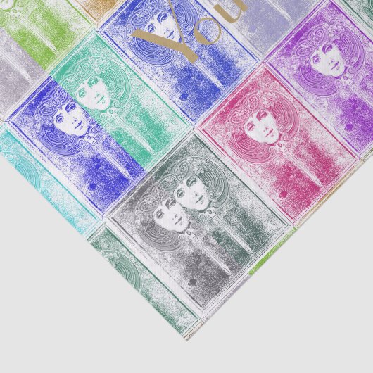 Jugendstil,weiblich,neu gestaltet,Collagen,farbig, Seidenpapier (Ausschnitt)