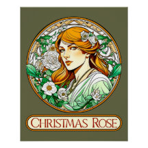 Jugendstil Weihnachtsfrau Rose