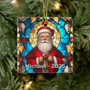 Jugendstil-Weihnachtsmann-Keramik-Geschenk Keramikornament