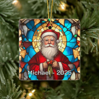 Jugendstil-Weihnachtsmann-Keramik-Geschenk Keramikornament