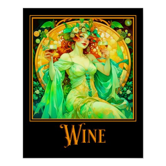 Jugendstil Wein Poster (Vorderseite)
