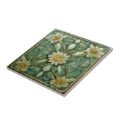 Jugendstil, Weiße Blume, schönes Blau, Fliese (Seite)