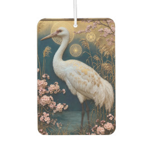 Jugendstil Weißer Kranich mit Kirschblüten Autolufterfrischer
