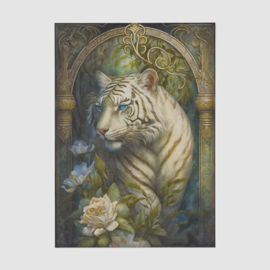 Jugendstil Weißer Tiger Seidenpapier (Vorderseite)