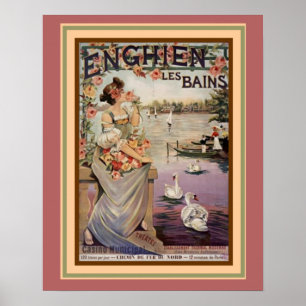 Jugendstil-Werbung "Enghien Les Bains" 16 x 20 Pos Poster