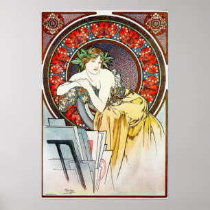 Jugendstil-Werbung für Salon des Cent von Mucha Poster