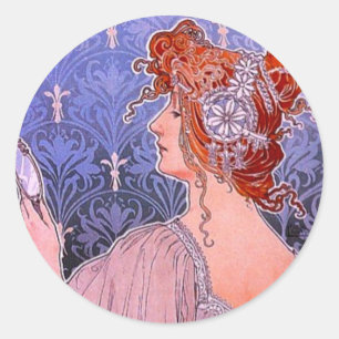 Jugendstil-Werbung Runder Aufkleber