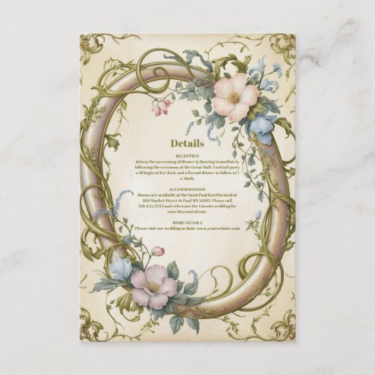 Jugendstil-Wildblume Begleitkarte (Vorderseite)