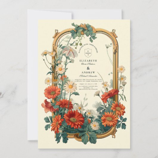 Jugendstil-Wildblume Einladung (Vorderseite)