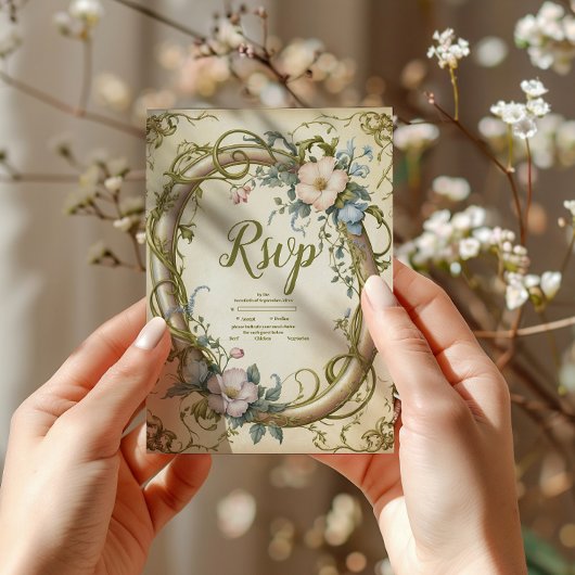 Jugendstil-Wildblume RSVP Karte