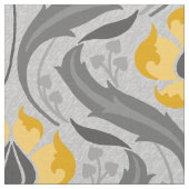 Jugendstil-Wildblumen, Gelb und Grau Stoff (Nahaufnahme)