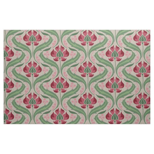 Jugendstil-Wildblumen, rosa Stoff (Fat Quarter (45,7 x 55,9 cm))