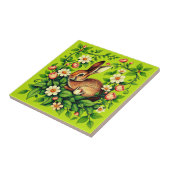 Jugendstil Wildkaninchen und Blumen Fliese (Seite)