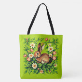 Jugendstil Wildkaninchen und Blumen Tasche (Vorderseite)