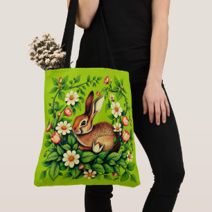Jugendstil Wildkaninchen und Blumen Tasche