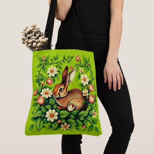 Jugendstil Wildkaninchen und Blumen Tasche (Von Nahem)