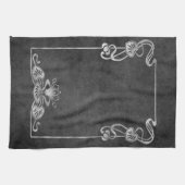 Jugendstil Wildleder elegant silbergrauen Lotus Geschirrtuch (Horizontal)