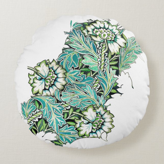 Jugendstil-William morris-Anenie Rundes Kissen (Vorderseite)