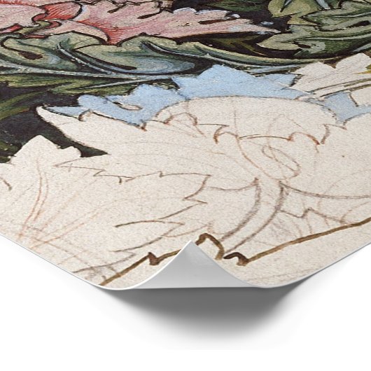 Jugendstil-William-Morris-Blumenmuster-Skizze Poster (Ecke)