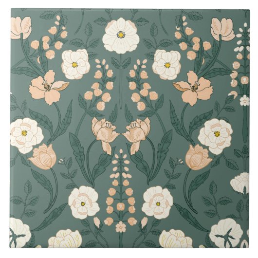 Jugendstil William-Morris-Muster Fliese (Vorderseite)