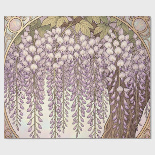 Jugendstil Wisteria Floral Goldrahmen Geschenkpapier