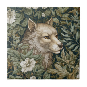 Jugendstil-Wolf in den Blättern Fliese