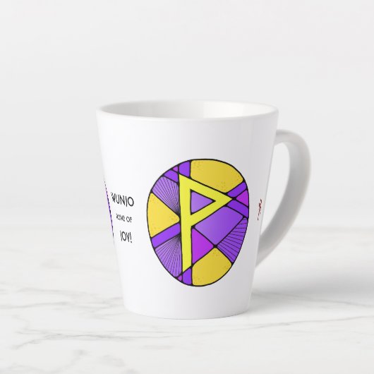 Jugendstil Wunjo Rune Latte Tasse - JOY! (Rechte Ecke)
