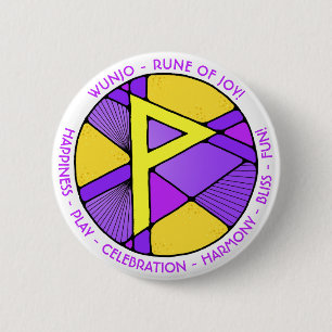 Jugendstil Wunjo-Runen-Button - FREUDE! Button